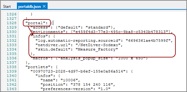 Sample portaldb.json file.