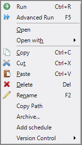 Context menu from Explorer Pane